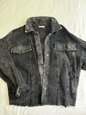 LA MIEL Black washed corduroy jacket